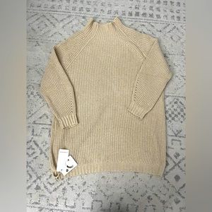 Commense, turtleneck sweater dress, size small, tan/cream